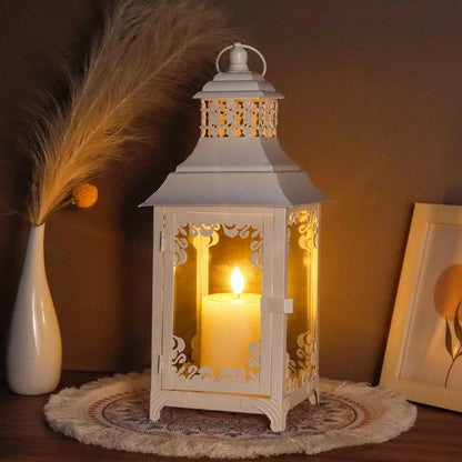 14.5'' High  Vintage Style Candle Lantern White