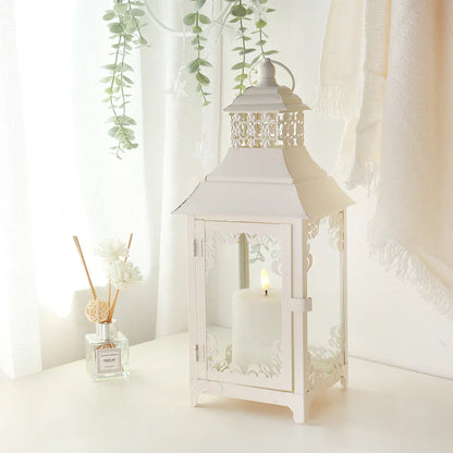 14.5'' High  Vintage Style Candle Lantern White