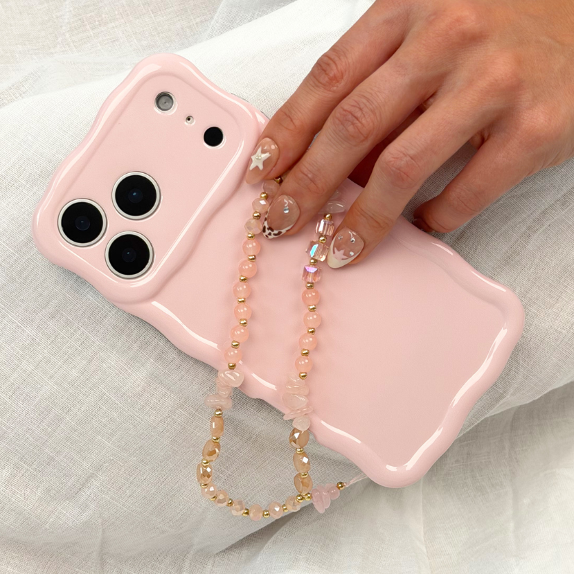 Beaded Phone Strap - Pink & Gold