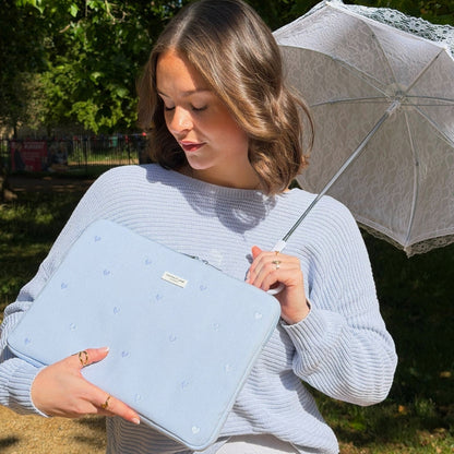 Powder Blue Hearts Laptop Sleeve
