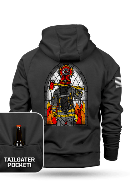 Stained Glass Firefighter - Raglan Tailgater Hoodie