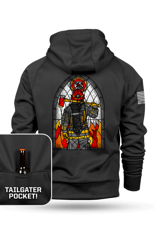 Stained Glass Firefighter - Raglan Tailgater Hoodie